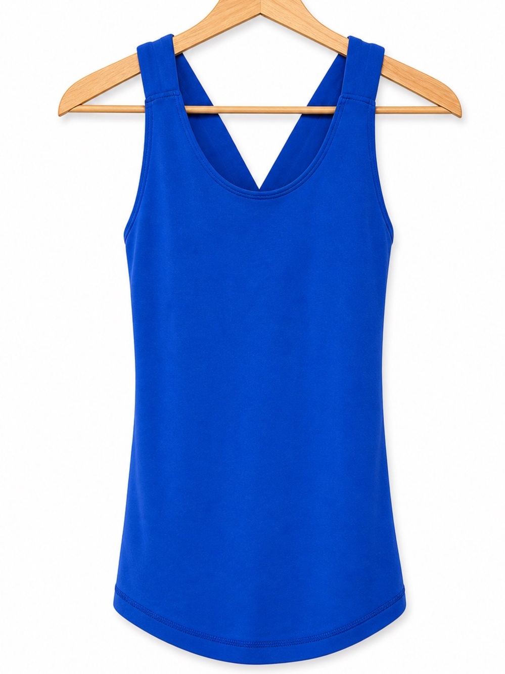 Lululemon Blue Criss Cross Racerback Tank Top Built In Bra Yoga Run Size 2/4 - Picture 2 of 3